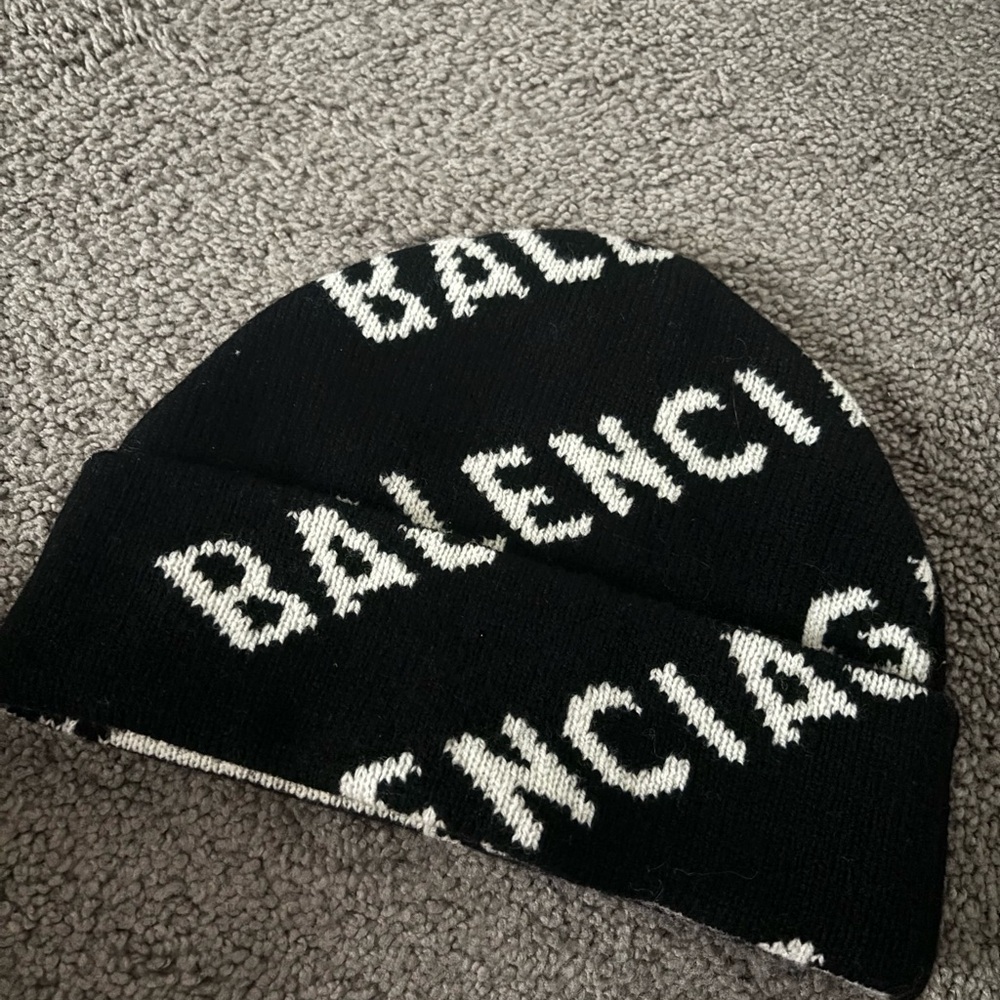 Black and White Knit Beanie